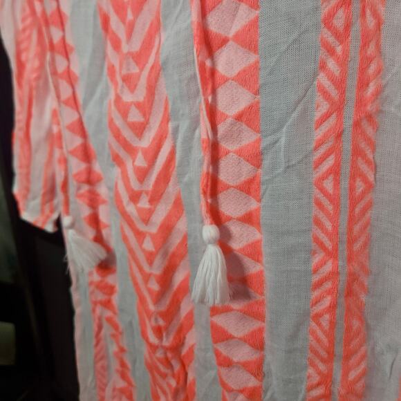 NWT | White Neon Swim Coverup Goa‎ Beachwear Kaftan Boho Tribal Pattern sz S - Picture 4 of 5